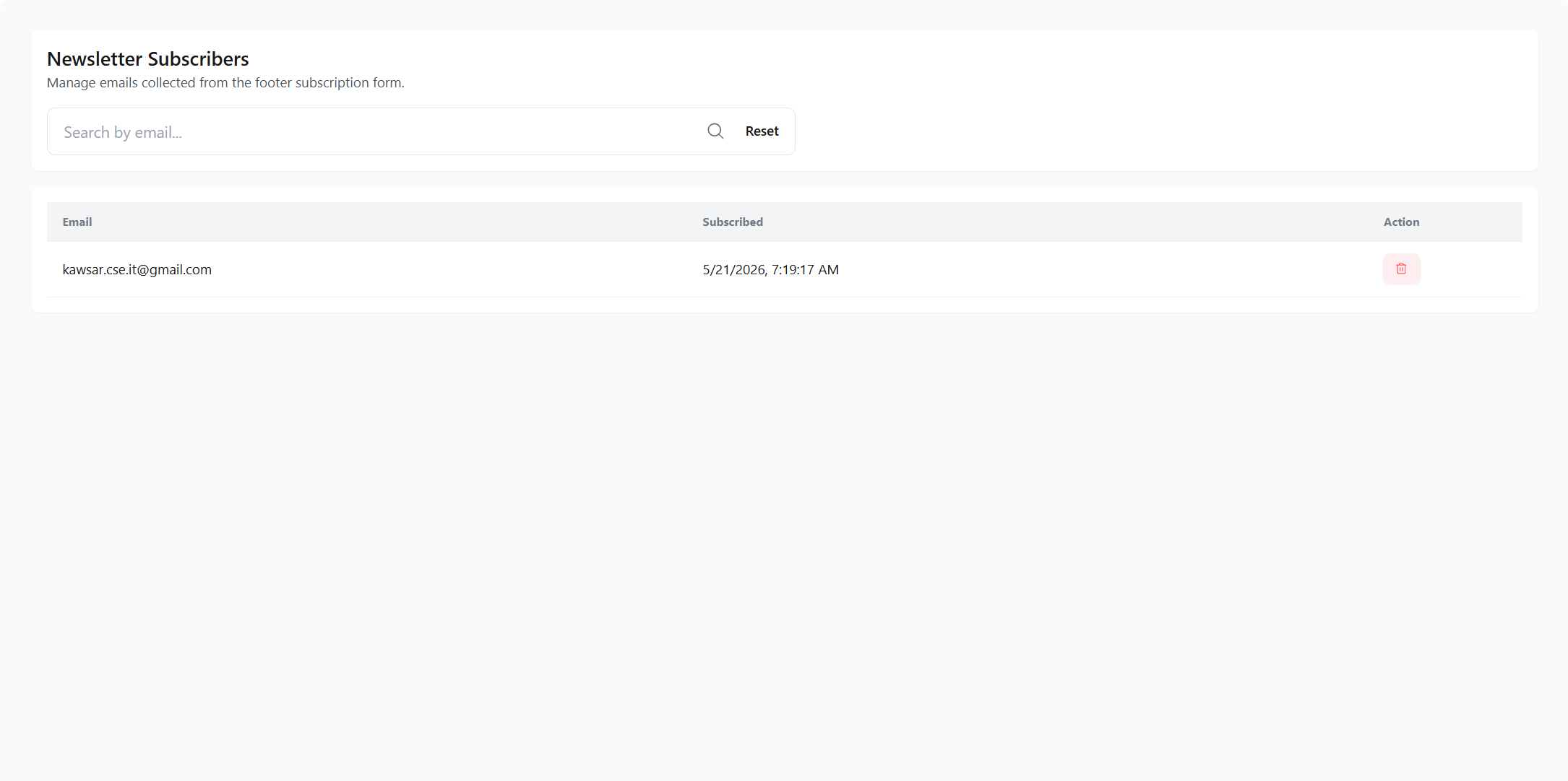 Newsletters Screenshot Placeholder