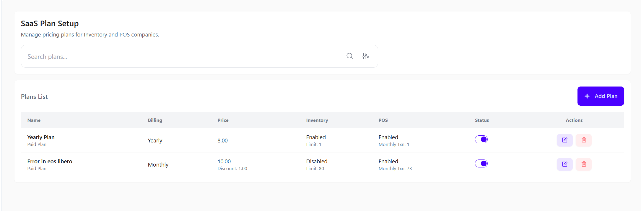 SaaS Plans Screenshot Placeholder